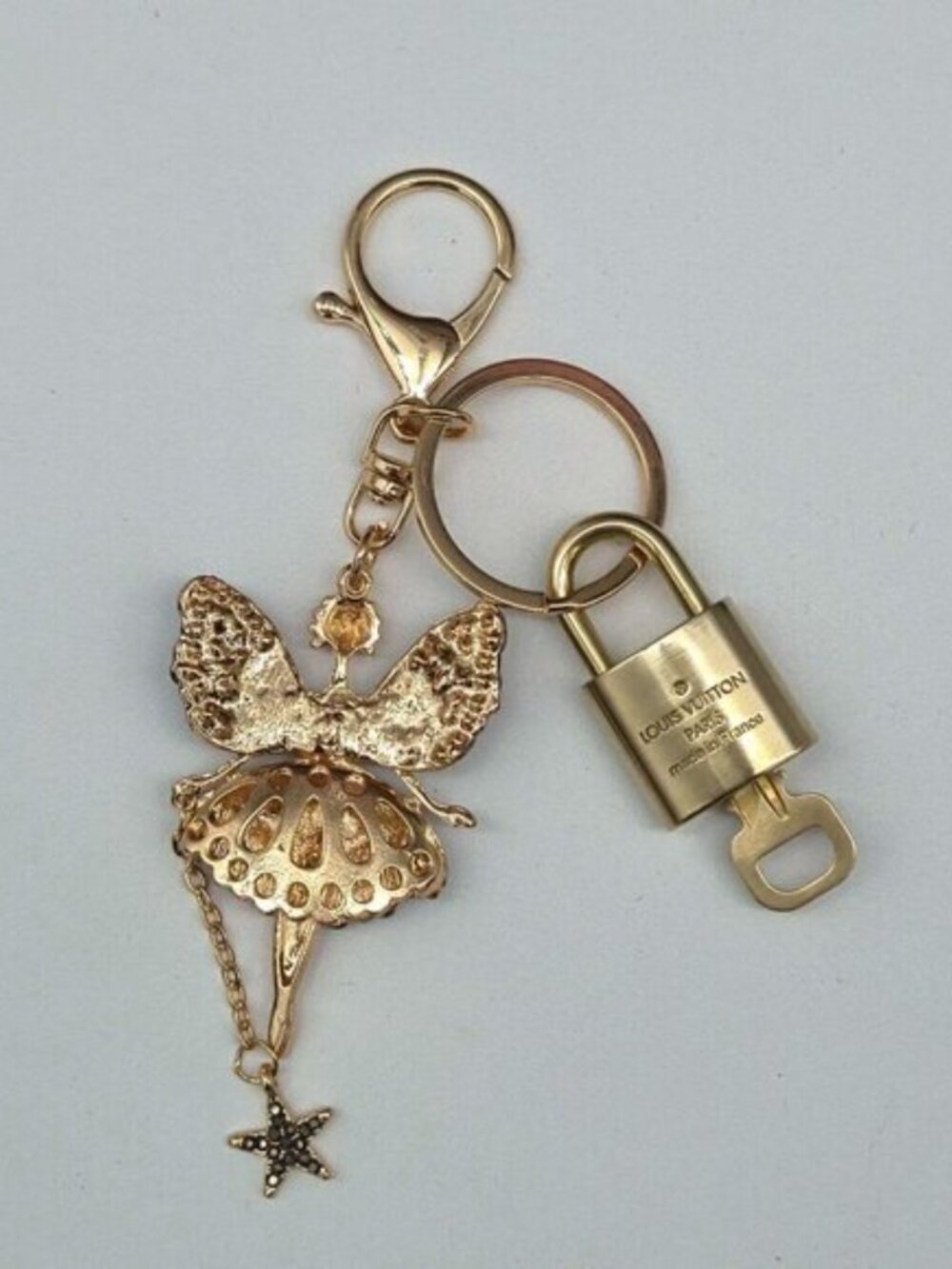 Louis Vuitton Gold Lock 🔒 Authentic LV Key + Unbranded Fairy Bag Charm - Picture 4 of 9